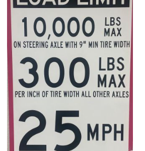 LOAD LIMITS IN EFFECT